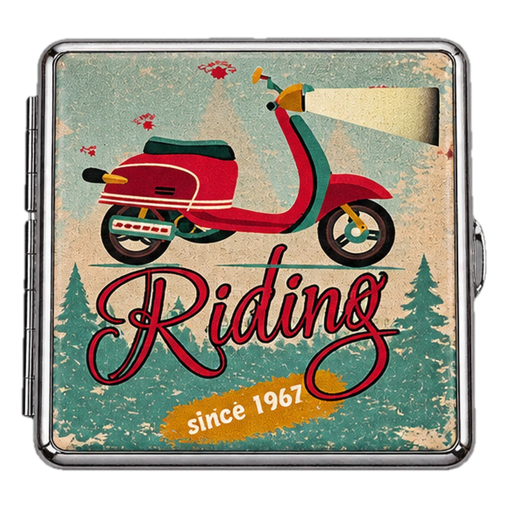Portasigarette rigido vintage scooter "Riding since 1967"
