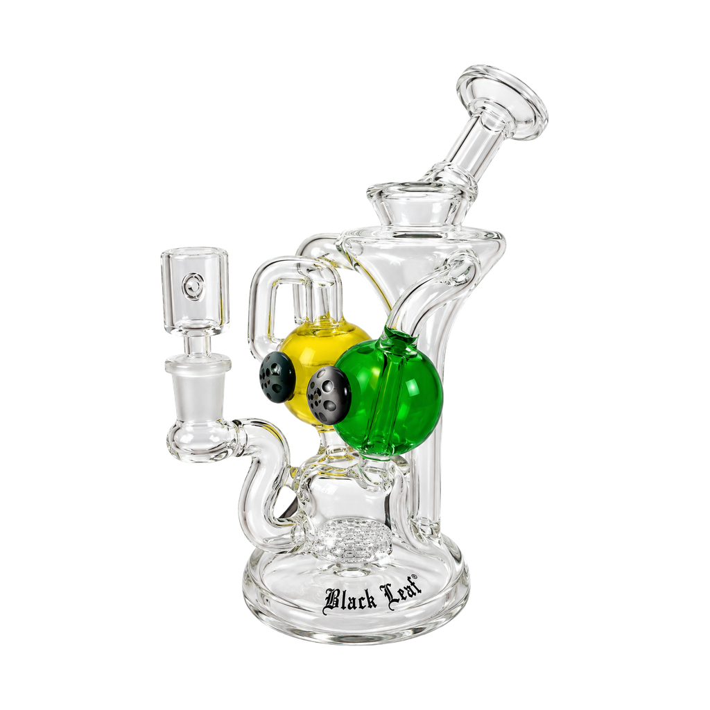 Dabber in vetro con sfere verdi e gialle
