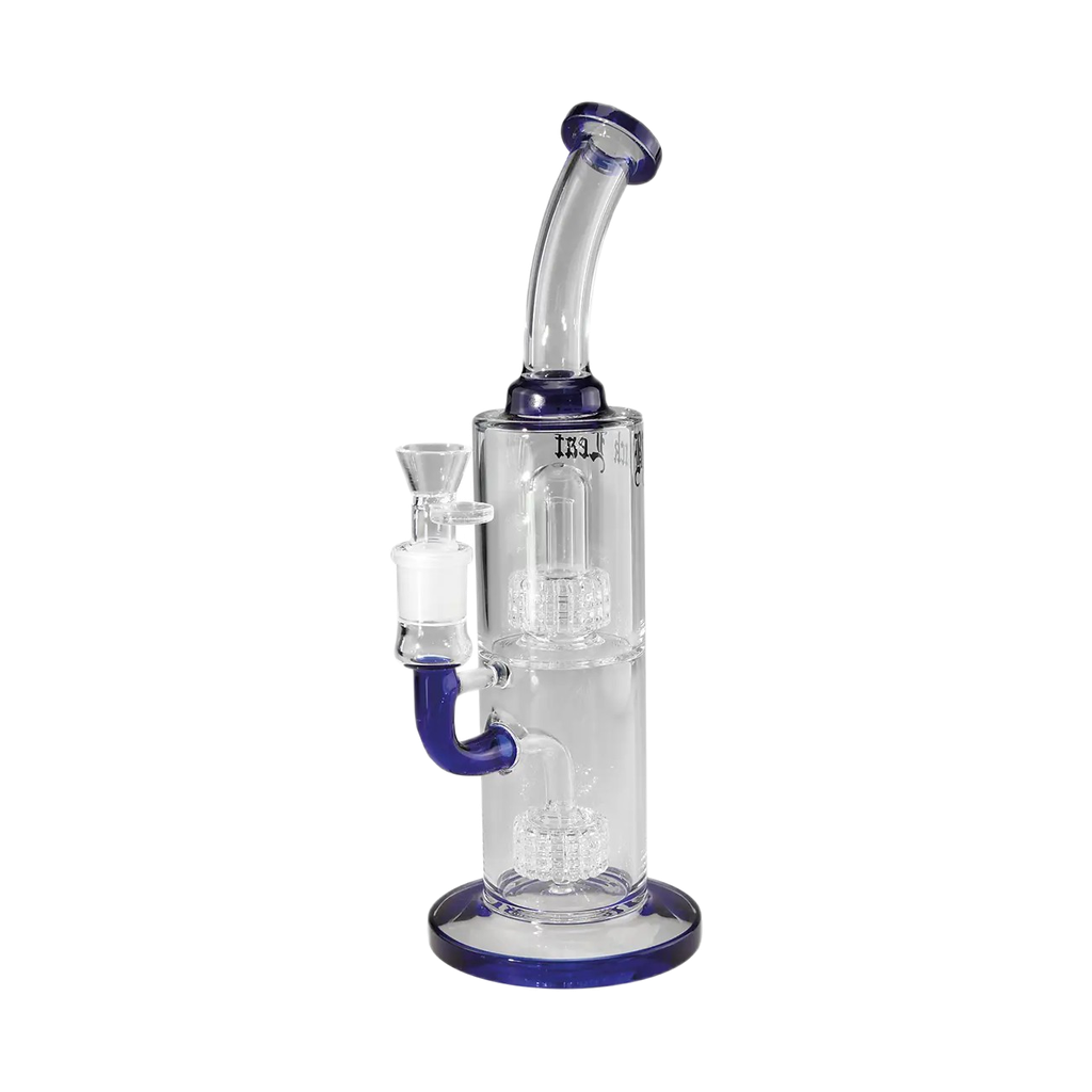 Black Leaf – Bong con doppio perc a tamburo blu 33 cm