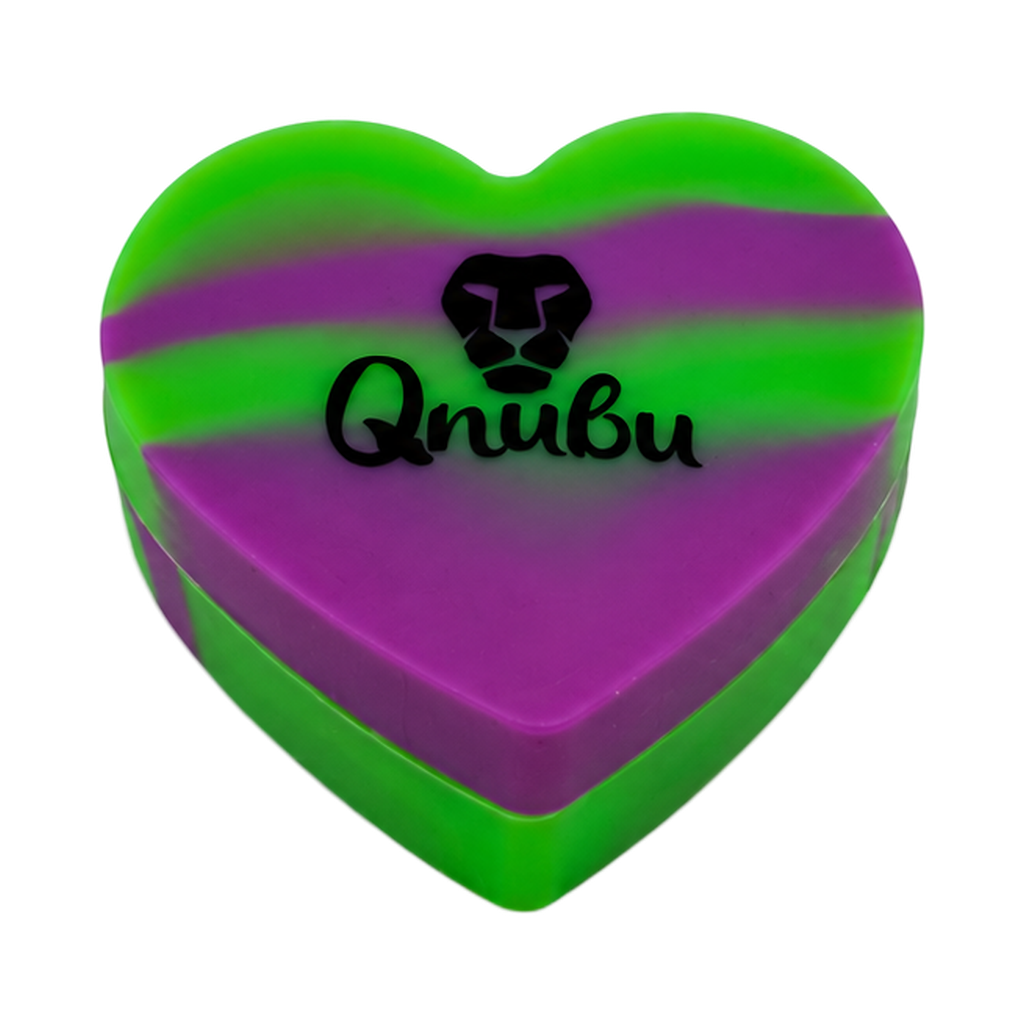 Qnubu – Contenitore a cuore verde e viola 6 cm