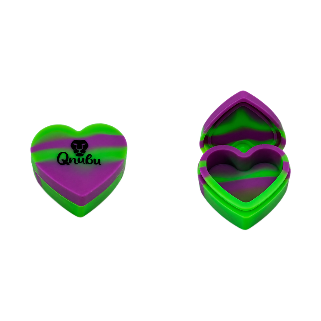 Qnubu – Contenitore a cuore verde e viola 6 cm