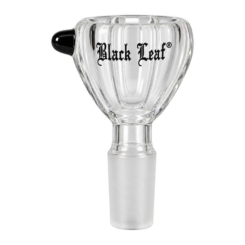 Black Leaf Bowl in vetro a costine con pomello nero SG 14