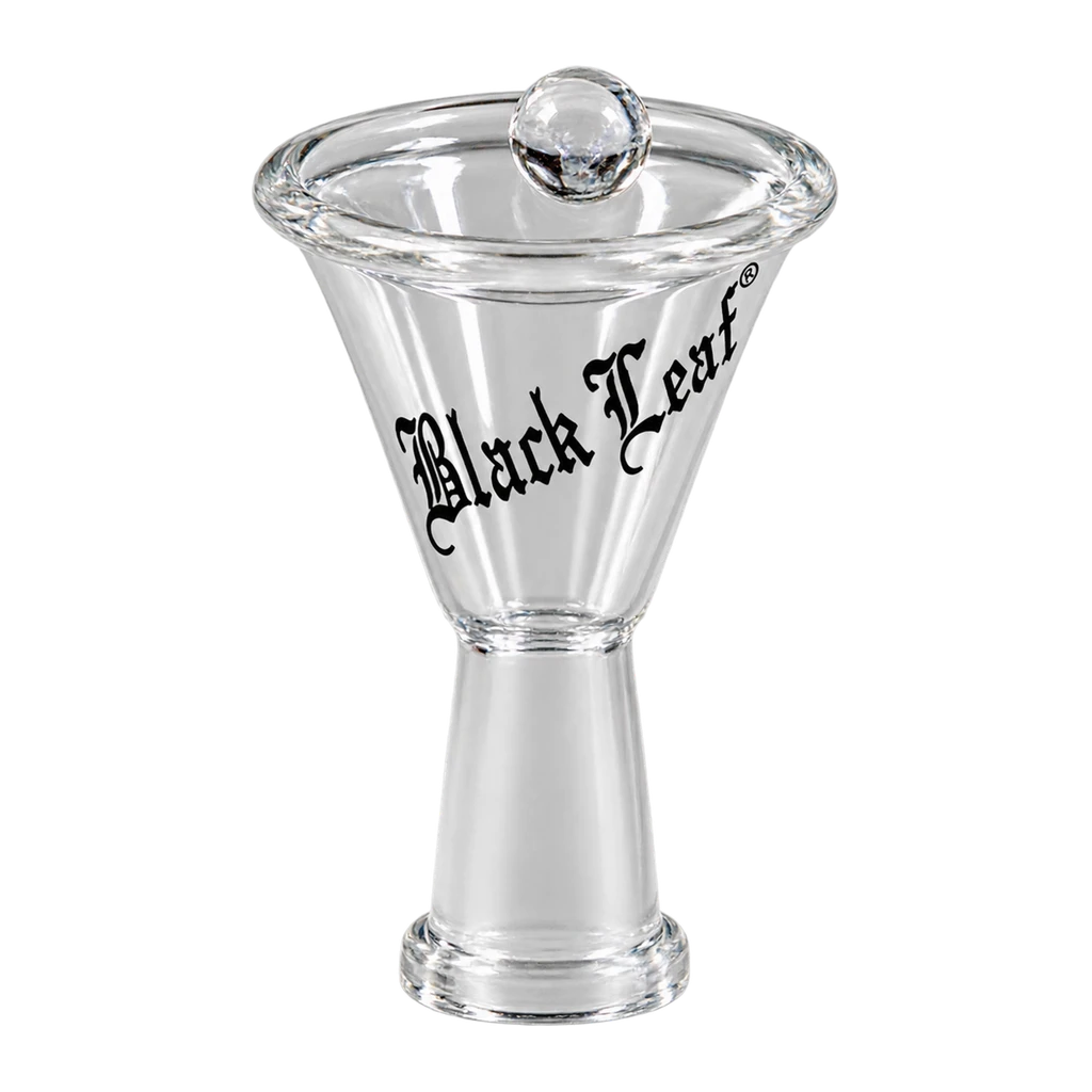 Black Leaf – bowl in vetro trasparente a imbuto con pomello, innesto femmina SG 14