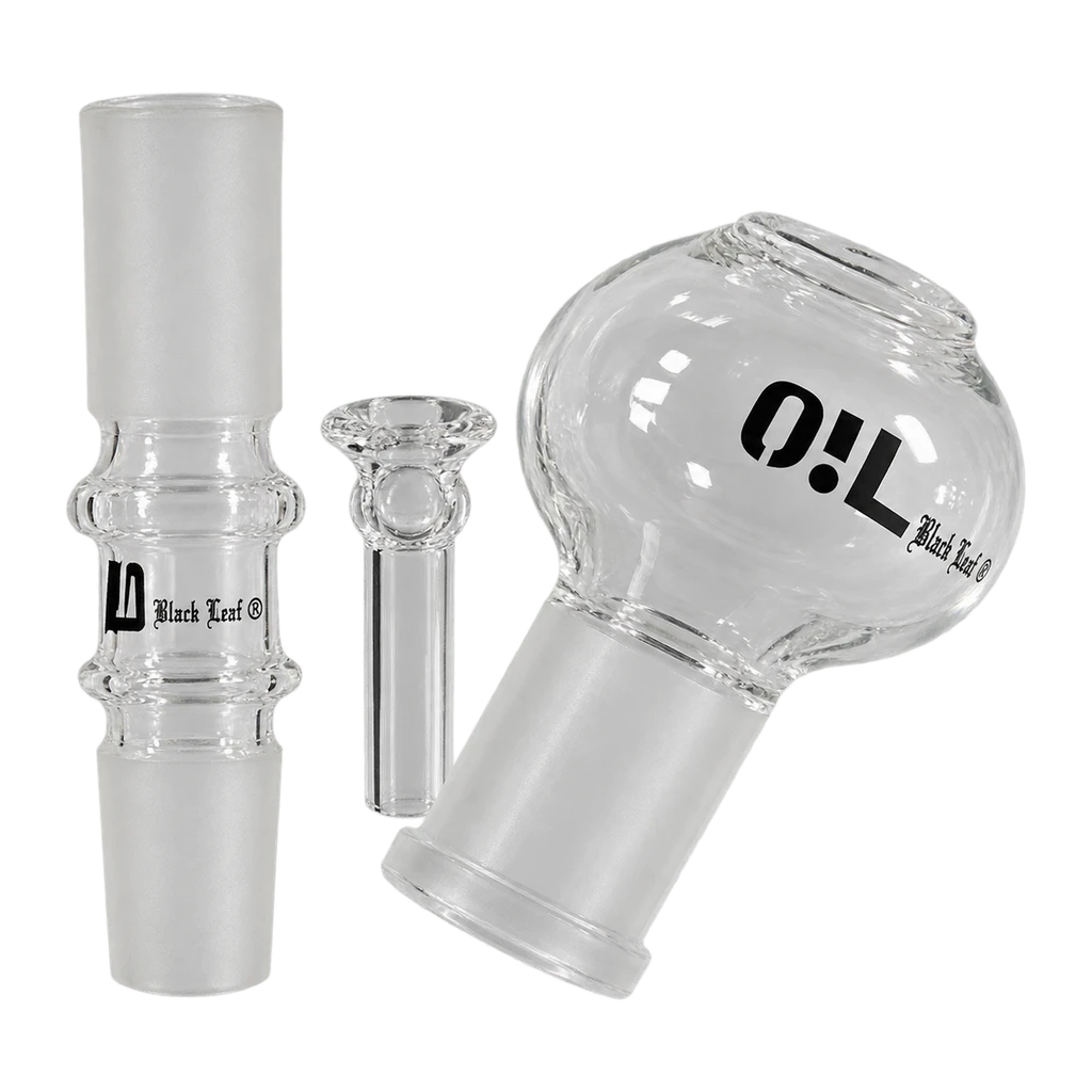 Kit oli SG 18 Black Leaf O!L: adattatore maschio/maschio, braciere in quarzo e dome