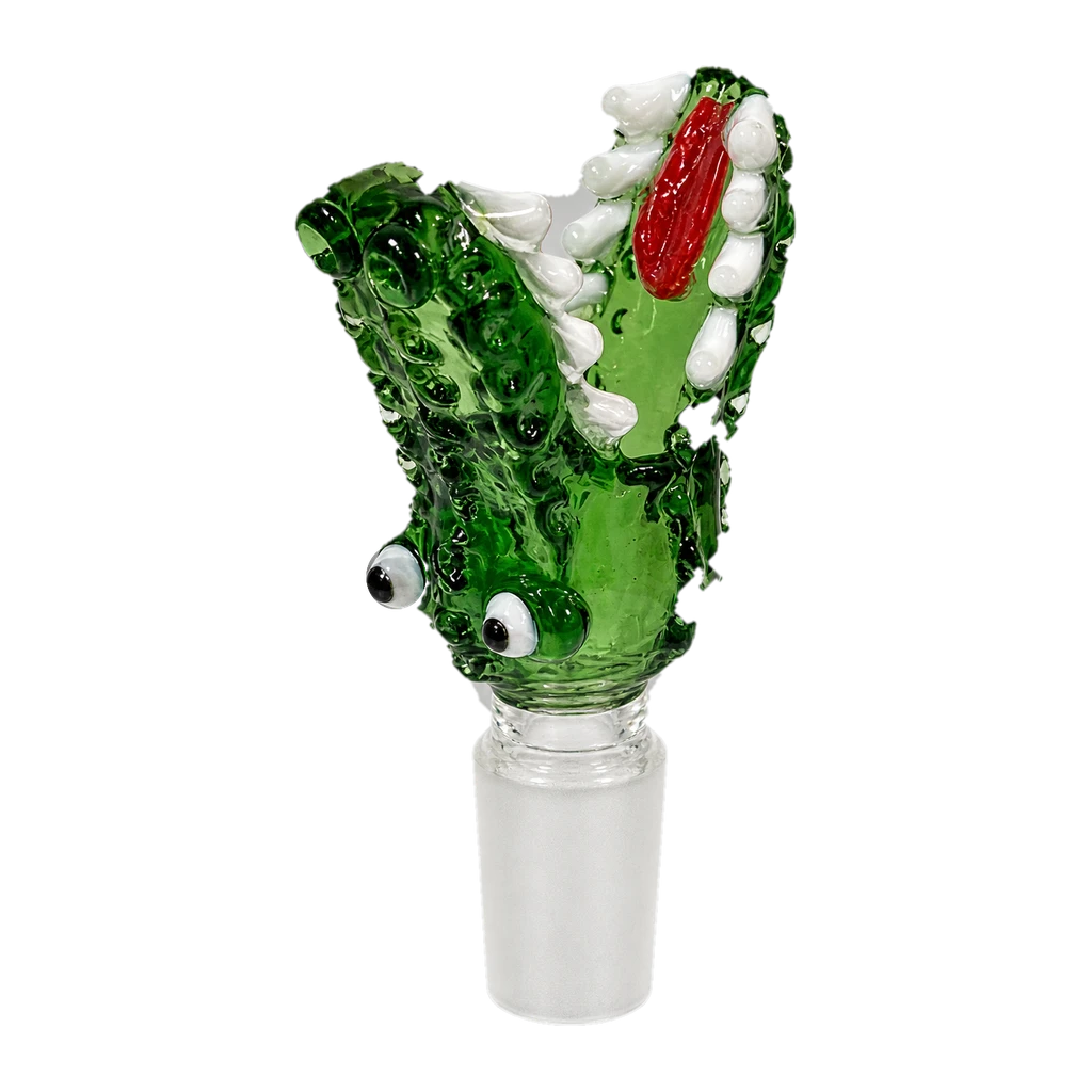 Bowl in vetro verde a forma di coccodrillo con innesto maschio SG 18