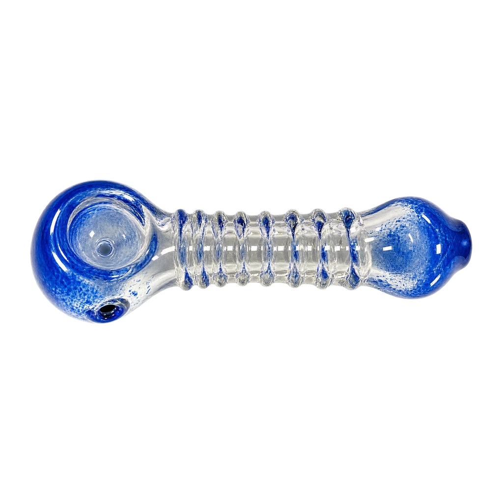 Pipa in vetro con anelli e sfumature blu 115 mm