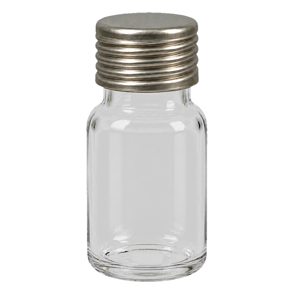 Flaconcino in vetro con tappo a vite in metallo – Ø 20 × 45 mm