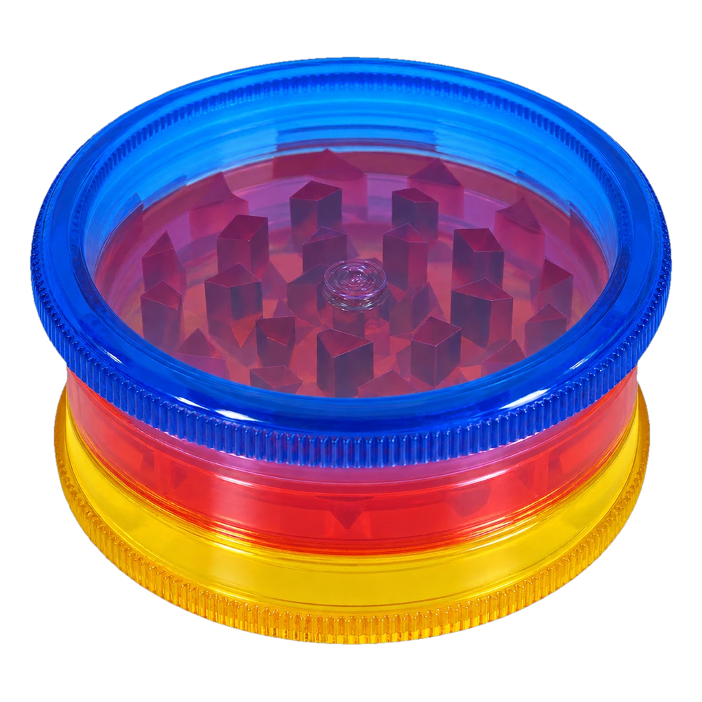 Amsterdam grinder in plastica 3 parti blu, rosso e giallo