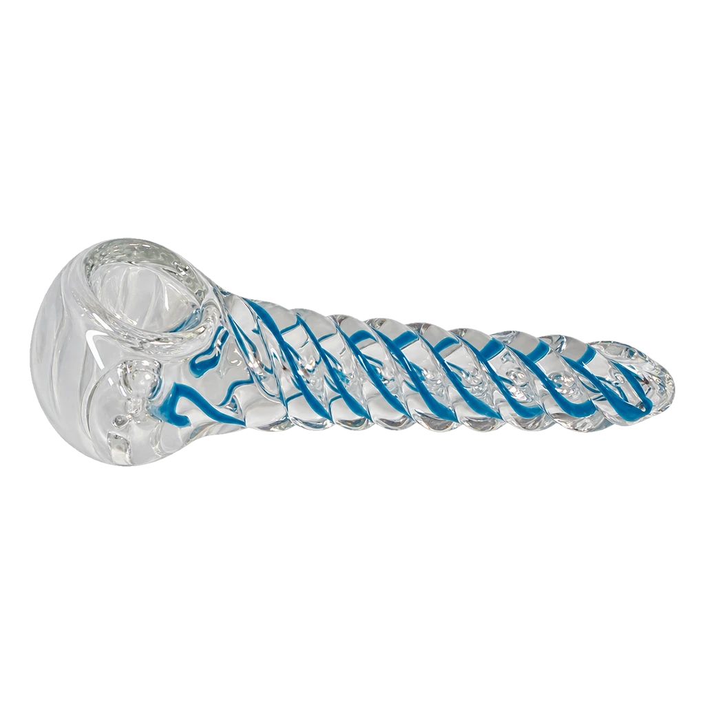 pipa vetro spirale azzurra 13cm